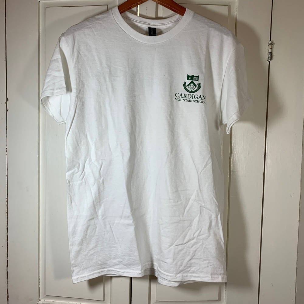 Gildan Cardigan Mountain School CMS White Graphic T-Shirt Mens Medium Cotton